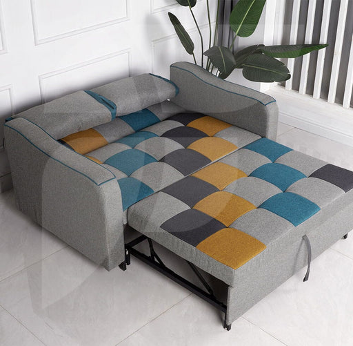 Aspen Yellow/Blue Patchwork Linen Sofa Bed Chairs supplier 175 