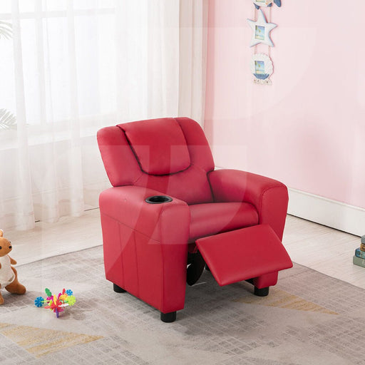 Kid's Recliner Red Faux Leather Kids Comfort Arm Chairs, Recliners & Sleeper Chairs supplier 175 