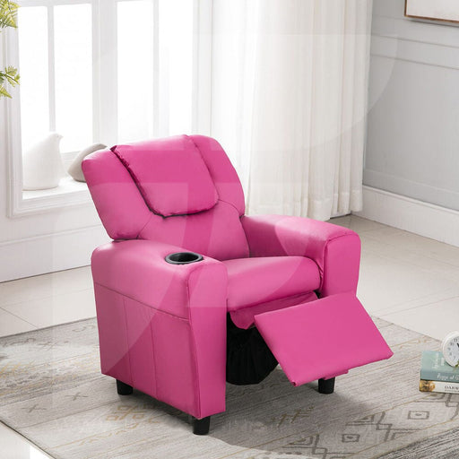 Kid's Recliner Pink Faux Leather Kids Comfort Arm Chairs, Recliners & Sleeper Chairs supplier 175 