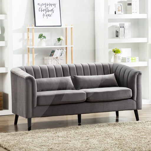 Meabh Velvet Grey 3 Seater Sofa Sofas supplier 175 