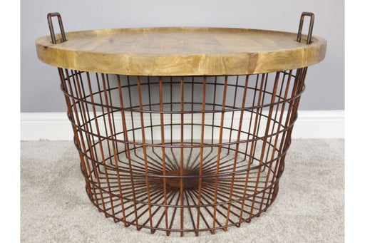 Basket With Wood Lid Lamp Table Sup170 