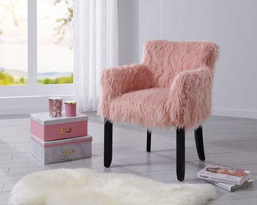 Heavy Shag Faux Sheepskin Tub Chair-Pink Chair Derrys 