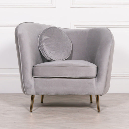 Grey Velvet Armchair With Cushion Armchair Maison Repro 