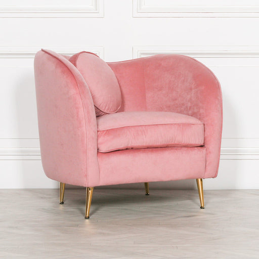 Pink Velvet Armchair With Cushion Armchair Maison Repro 