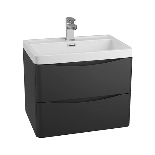 Bali Black 600mm Wall Mounted Cabinet & Polymarble Basin Bathroom Furniture Vendor 116 
