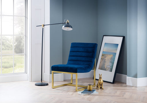 Bellagio Velvet Chair - Blue & Gold Accent Chair Julian Bowen V2 