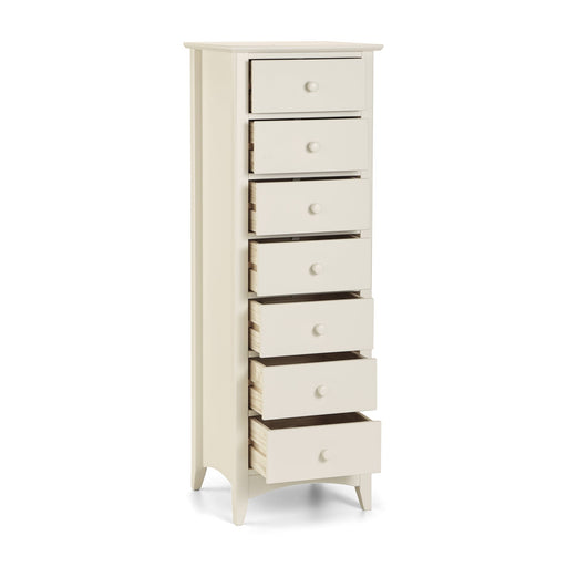 Cameo 7 Drawer Narrow Chest - Stone White Chest of Drawers Julian Bowen V2 