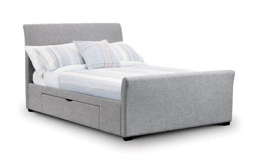Capri Fabric Bed Frame With Drawers Light Grey 135Cm Bed Frames Julian Bowen V2 
