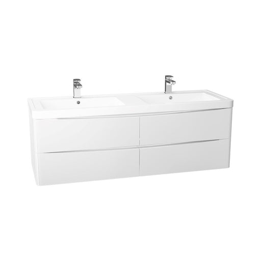 Bali Gloss White 1400mm Wall Mounted 4 X Drawer Unit & Basin Bathroom Furniture Vendor 116 