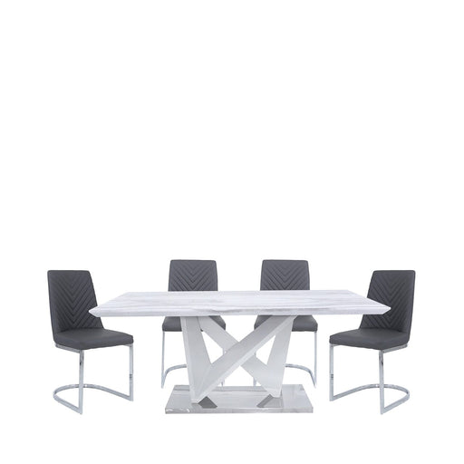 Amara Marble Effect Dining Set with 6 Chevron Chairs Dining Tables CIMC 