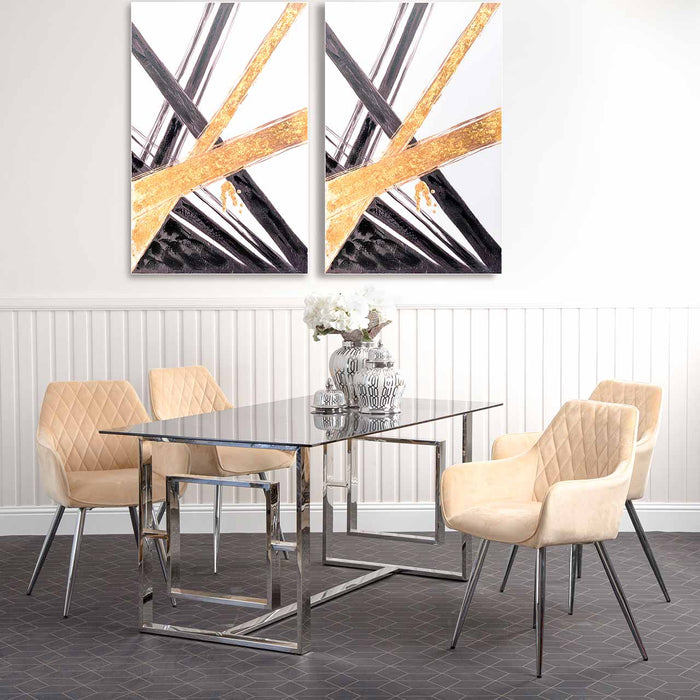 Quinn Champagne With Chrome Legs Dining Chair Dining Chairs CIMC 