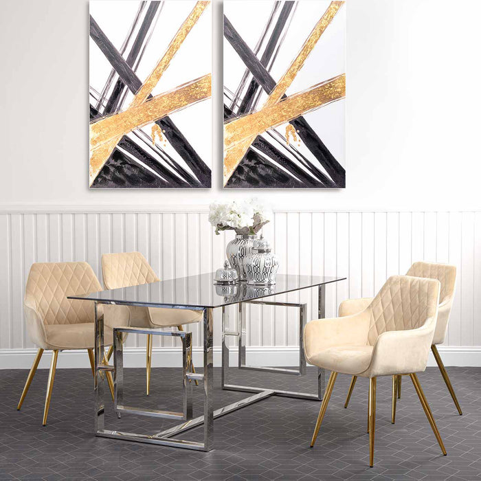 Quinn Champagne With Gold Legs Dining Chair Dining Chairs CIMC 