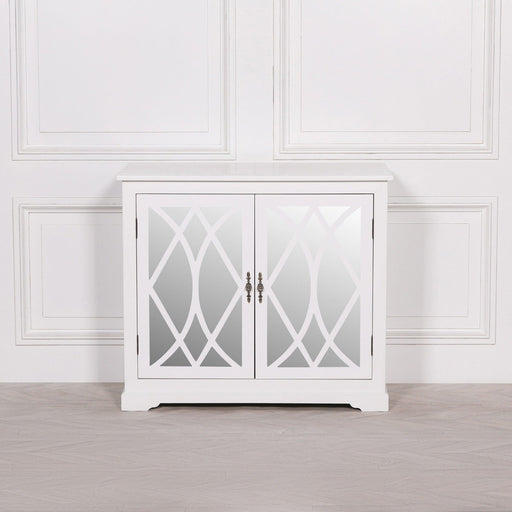 White Mirrored 2 Door Cupboard Display Cabinet Maison Repro 