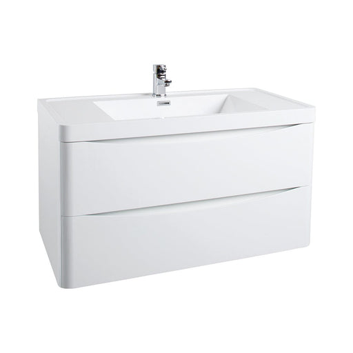 Bali Gloss White 900mm Wall Mounted Cabinet & Basin Bathroom Furniture Vendor 116 
