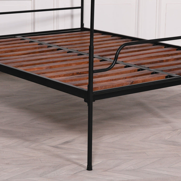Black Iron 5Ft King Size Poster Bed Bed Frames Maison Repro 