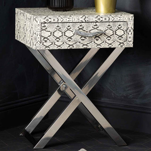 Faux Snake Leather 1 Drawer End Table Side Table CIMC 