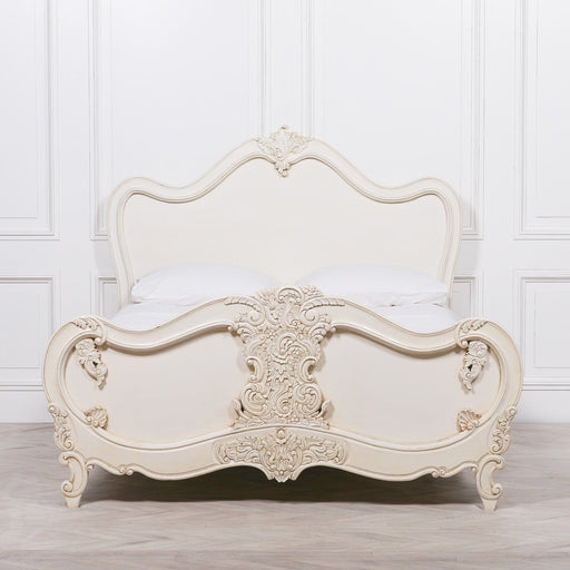 Ornate Ivory Distressed 5Ft King Bed Bed Frames Maison Repro 