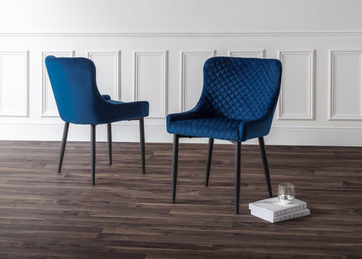 Luxe Velvet Dining Chair Blue/Black (2 Per Box) Dining Chairs Julian Bowen V2 