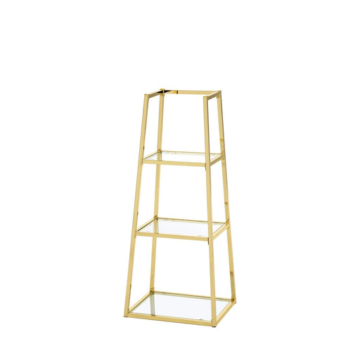 Small Logan Featuring Ladder-style Frame and Tiered Glass Shelves in Large to Small Sizes with Gold Metal Frame Display Unit Shelving Unit CIMC 
