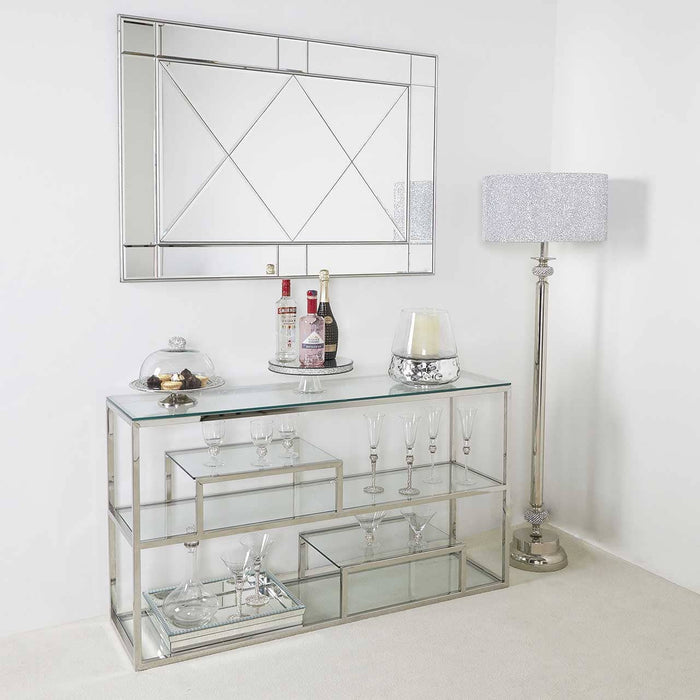 Harry Steel & Clear Glass 3 Tier Console Table Console Table CIMC 