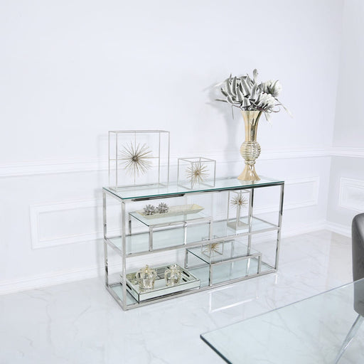 Harry Steel & Clear Glass 3 Tier Console Table Console Table CIMC 