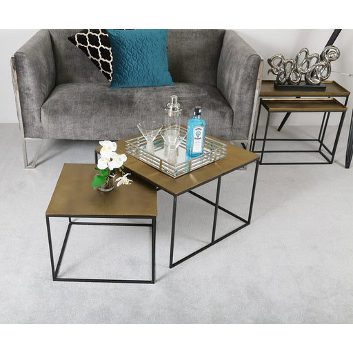 Value Mahi Set of 2 Black and Gold Nesting Tables Nest Of Tables CIMC 