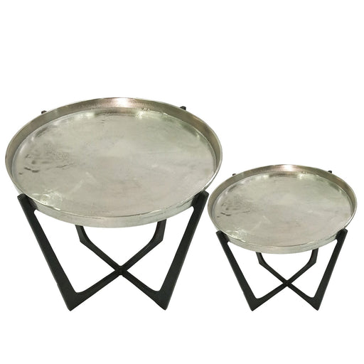 Value Rohan Set of 2 Black and Nickel Nesting Tables Nest Of Tables CIMC 