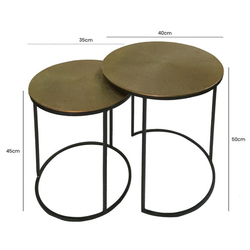 Value Suhani Set of 2 Black and Gold Nesting Tables Nest Of Tables CIMC 