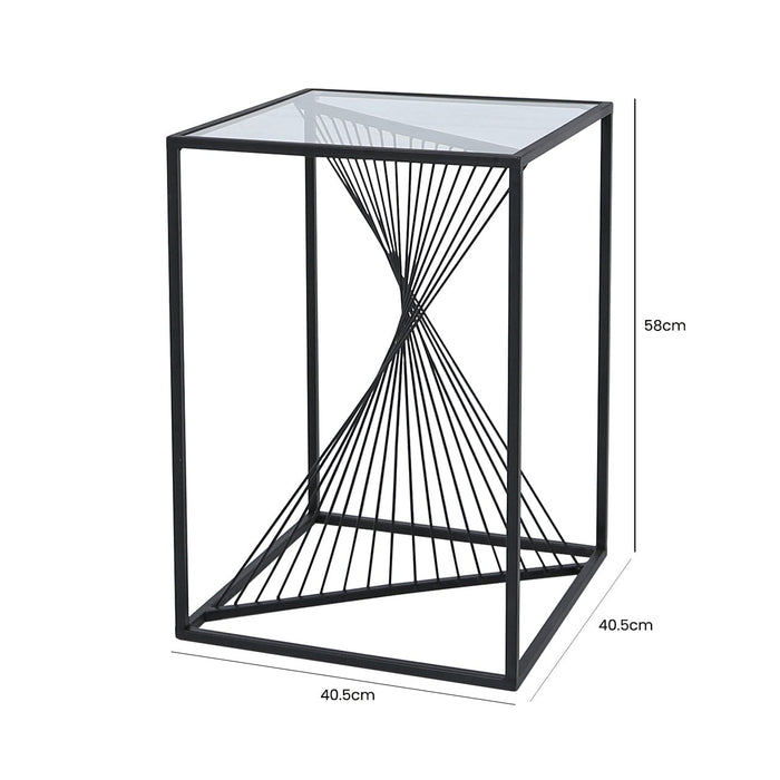 Luna Black Metal And Glass End Table Side Table CIMC 