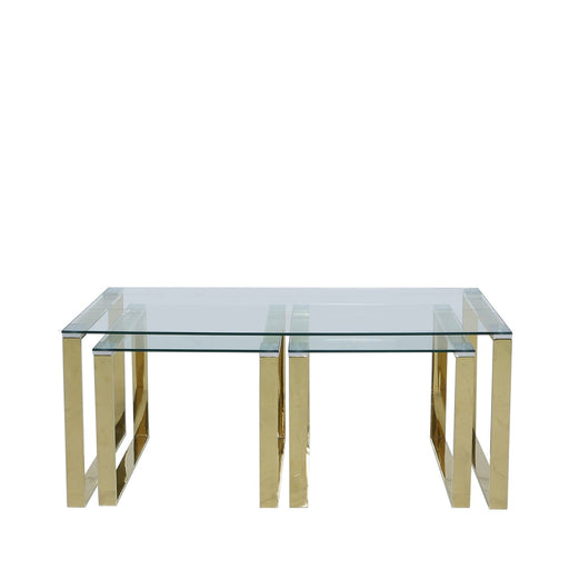 Value Set Of 3 Harry Gold Steel And Clear Glass End Tables Side Table CIMC 