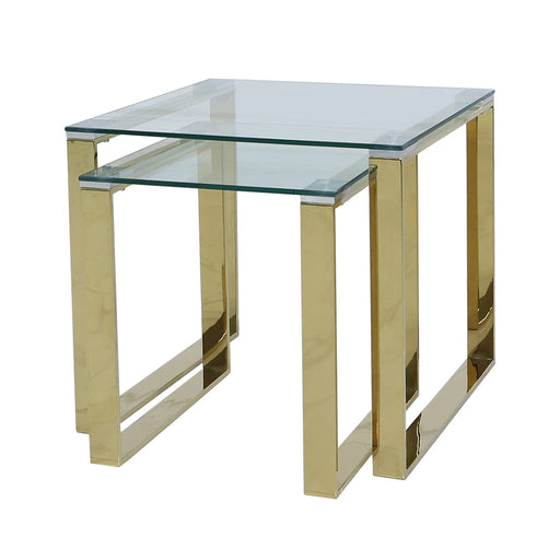 Value Harry Gold Steel And Clear Glass Nest Of 2 End Tables Side Table CIMC 