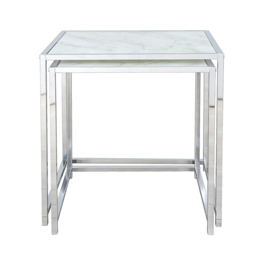 Carra White Marble Effect Set of 2 Nesting Tables Nest Of Tables CIMC 