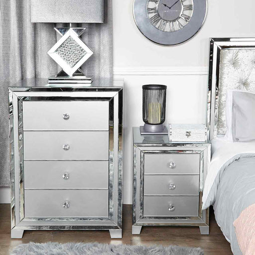 Grey Manhattan Mirror 3 Drawer Bedside Cabinet Bedside Cabinet CIMC 