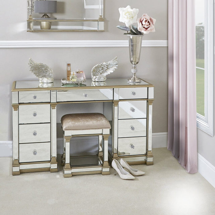 Apollo Champagne Mirrored 9 Drawer Mirror Dressing Table Dressing Table CIMC 