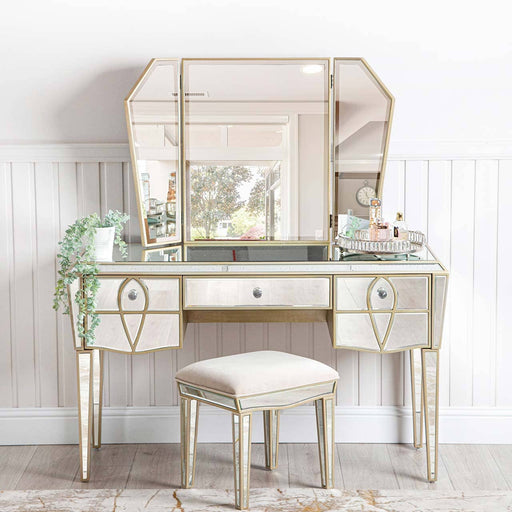Pristina Mirror Champagne 3 Drawer Dressing Table Dressing Table CIMC 