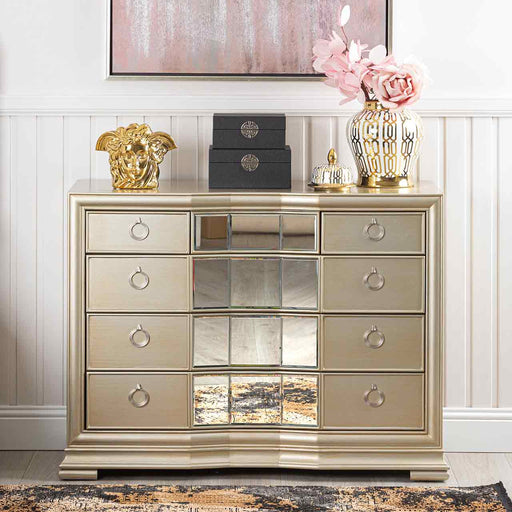 Lucca Mirror Champagne 5 Drawer Chest Chest of Drawers CIMC 
