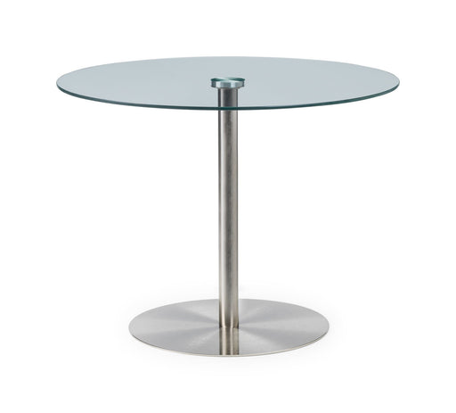 Milan Round Glass Brushed Steel Pedestal Table Dining Tables Julian Bowen V2 
