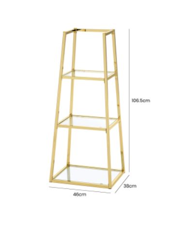 Small Logan Featuring Ladder-style Frame and Tiered Glass Shelves in Large to Small Sizes with Gold Metal Frame Display Unit Display Unit CIMC 