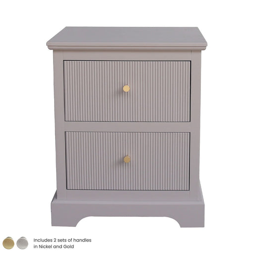Lindon Summer Grey Wood 2 Drawer Bedside Cabinet Bedside Cabinet CIMC 
