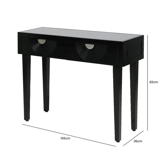 Elon 2 Drawer Console Table Black with SM Mirror Console Table CIMC 