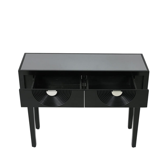 Elon 2 Drawer Console Table Black with SM Mirror Console Table CIMC 