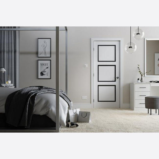 White And Black Luxemburg 3 Panel Door Internal Doors Home Centre Direct 