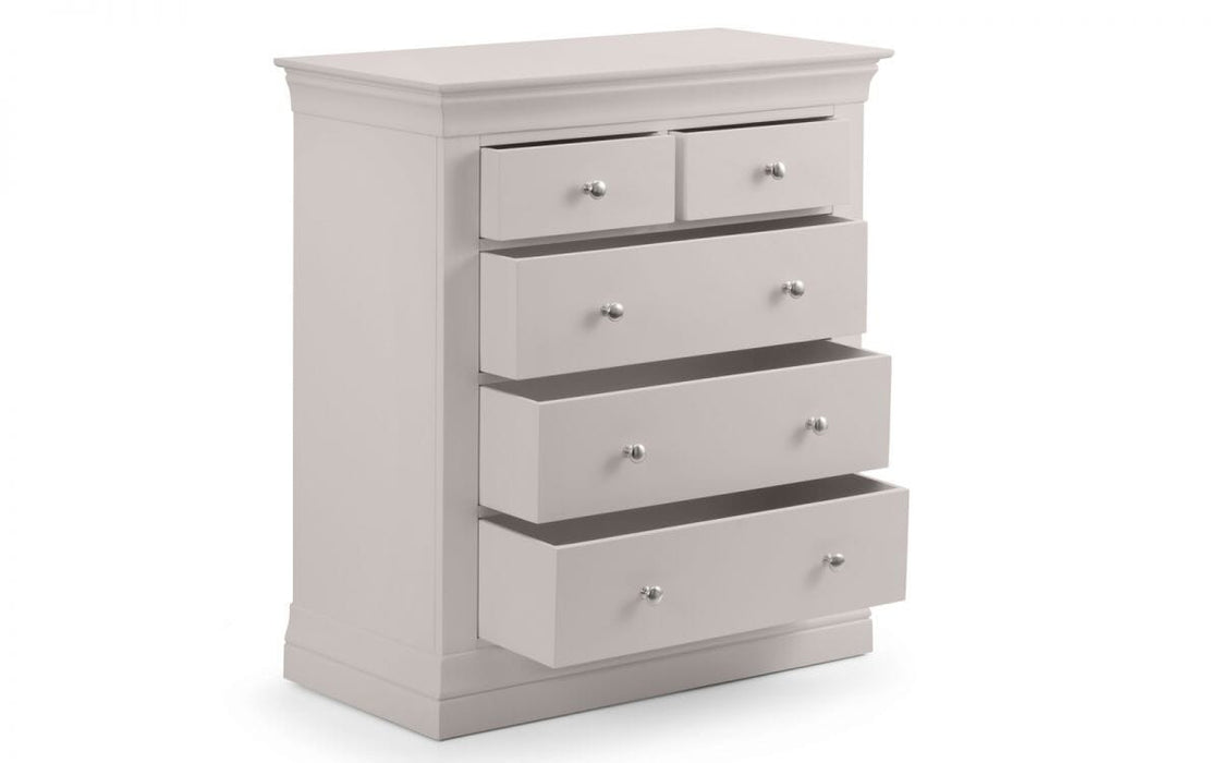 Clermont 3+2 Drawer Chest - Light Grey Chest of Drawers Julian Bowen V2 