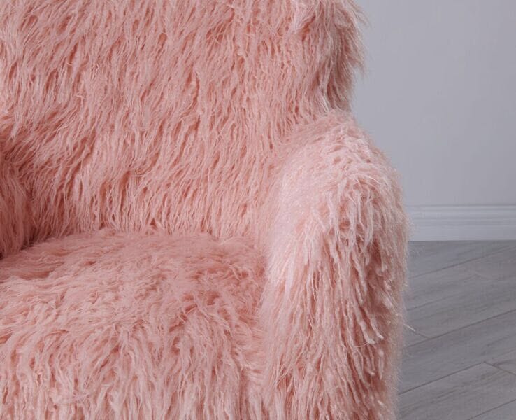 Heavy Shag Faux Sheepskin Tub Chair-Pink Chair Derrys 