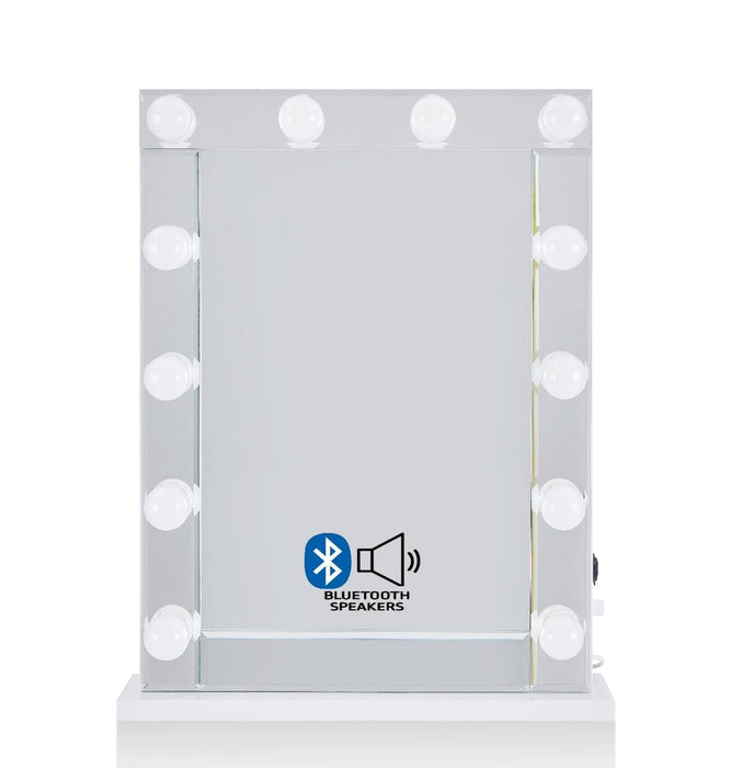 Desktop Hollywood Mirror Glass with Bluetooth Speaker Mirror Derrys 
