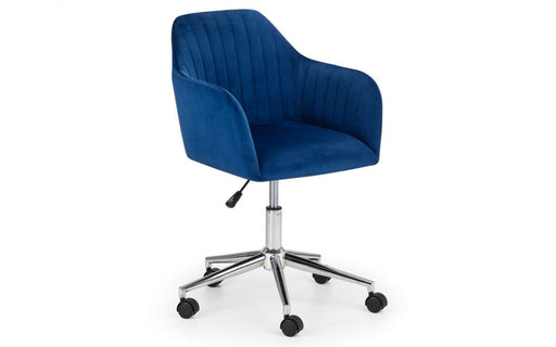 Kahlo Velvet Swivel Office Chair Blue/Chrome Office Chair Julian Bowen V2 