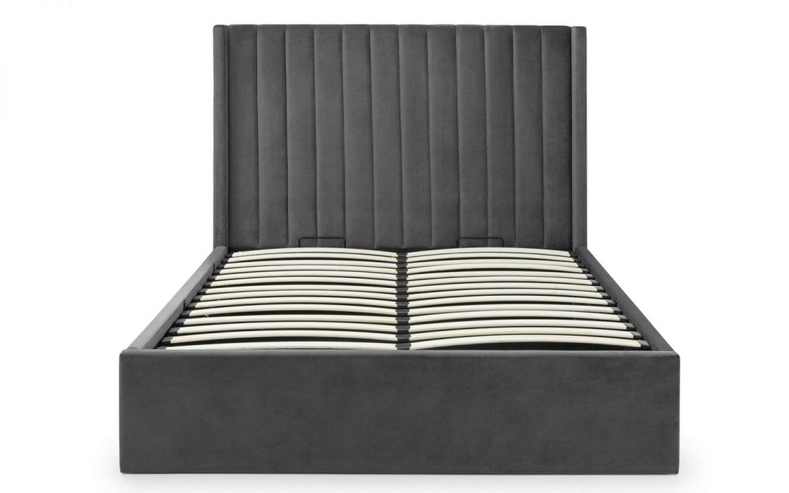 Langham Scalloped Headboard Storage Bed Frame 135Cm - Grey Bed Frames Julian Bowen V2 