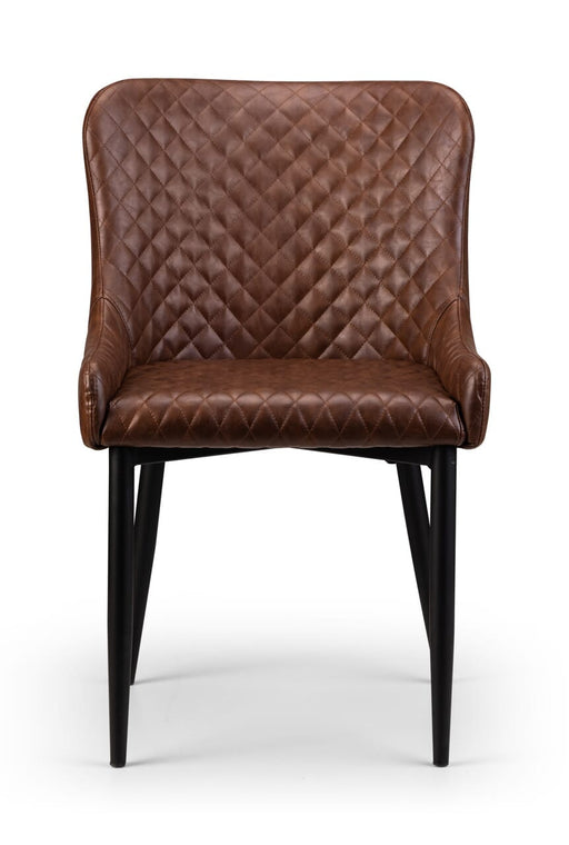 Luxe Faux Leather Dining Chair Brown Dining Chairs Julian Bowen V2 