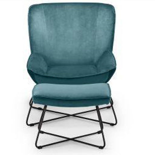 Mila Velvet Accent Chair & Stool - Teal Accent Chair Julian Bowen V2 