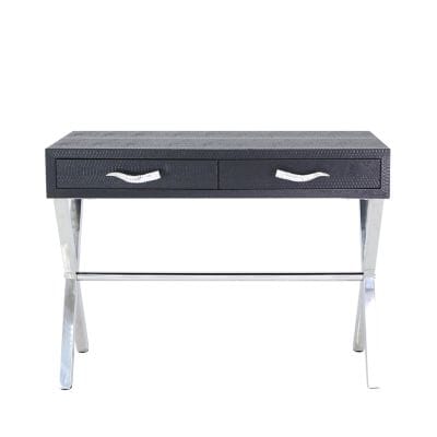 Black and Stainless Steel Faux Snakeskin 2 Drawer Console Table Console Table CIMC 